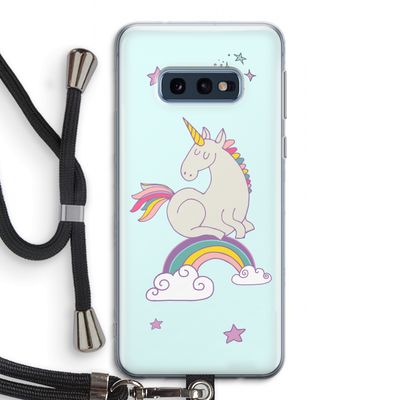 Regenboog eenhoorn: Samsung Galaxy S10e Transparant Hoesje met koord