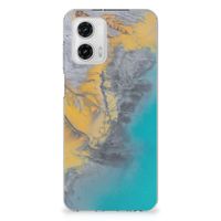 Motorola Moto G73 TPU Siliconen Hoesje Marble Blue Gold