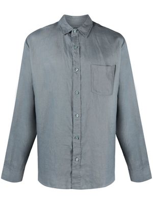 Vince chemise en lin à manches longues - Bleu