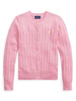 Ralph Lauren Kids cardigan Polo Pony en maille torsadée - Rose - thumbnail