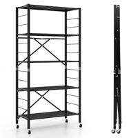 Opvouwbare Opbergplank met 5 Niveaus Vrijstaande Garageplank met Wielen Aanpasbare Verwijderbare Plank voor Garage Keuken Woonkamer