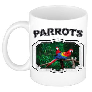 Dieren papegaai beker - parrots/ papegaaien mok wit 300 ml