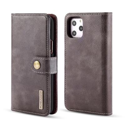 Dg. MING Crazy Horse textuur Flip afneembare magnetische lederen draagtas met houder & kaartsleuven & portemonnee voor iPhone 11 Pro (grijs)