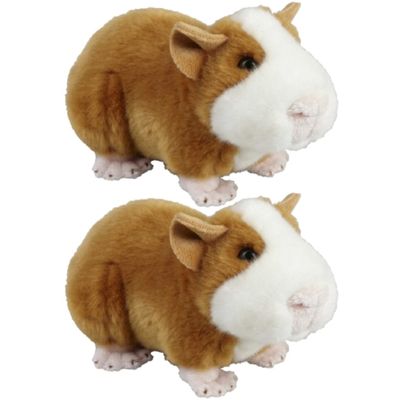 2x stuks pluche bruine cavia knuffel 18 cm speelgoed
