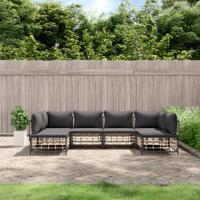 6-delige Loungeset met kussens poly rattan antracietkleurig
