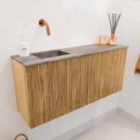 Toiletmeubel Mondiaz Joya Dlux | 90 cm | Meubelkleur Oak | Faye wastafel Oza Wasbak Links | Zonder kraangat(en)