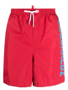 DSQUARED2 short de bain à logo imprimé - Rouge