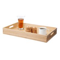Excellent Houseware dienblad van bamboe hout - 50 x 30 x 6.5 cm - naturel - Hoge opstaande rand