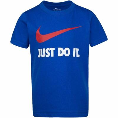 T-Shirt met Korte Mouwen voor kinderen Nike Swoosh Blauw - Maat: 7 Jaar