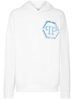 Philipp Plein hoodie en coton à logo imprimé - Blanc