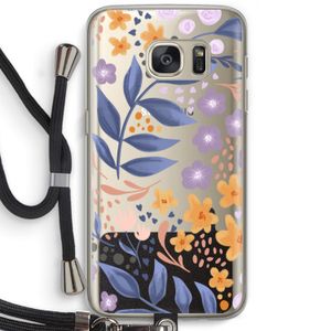 Flowers with blue leaves: Samsung Galaxy S7 Transparant Hoesje met koord