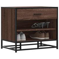 Schoenenbank 60x40x53,5 cm bewerkt hout en metaal bruin eiken Schoenenbank 60x40x53,5 cm bewerkt hout en metaal bruin eiken