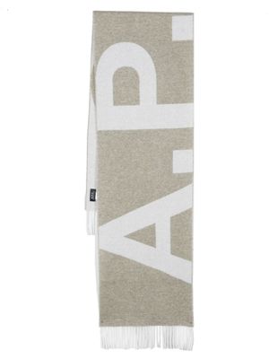 A.P.C. écharpe à logo en intarsia - Vert