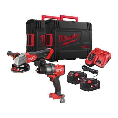 Milwaukee M18 FUEL™ FPP2E3-502X Powerpack M18 FPD3 + M18 FSAG125X 18V 5.0Ah in HD Box - 4933492516 Milwaukee M18 FUEL™ FPP2E3-502X Powerpack M18 FPD3 + M18 FSAG125X 18V 5.0Ah in HD Box - 4933492516