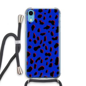 Blue Leopard: iPhone XR Transparant Hoesje met koord