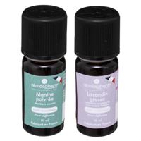 Aromatische Etherische olie - set van 2 geuren - Lavendel en pepermunt/mint - huisparfum navulling - thumbnail