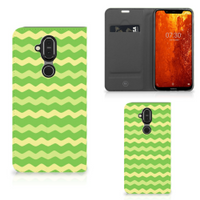 Nokia 8.1 Hoesje met Magneet Waves Green - thumbnail