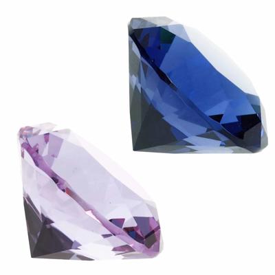 Nep edelstenen / diamanten - van glas - 4 cm doorsnede - lila en blauw - decoratie of speelgoed