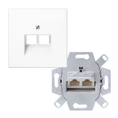 Jung UTP computer inbouw datadoos RJ45 Cat6 2V UAE8-8 UPOK6
