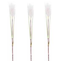 Rietgras/pluimgras kunstplant losse steel - 3x stuks - takken - roze/witte pluim - 72 cm