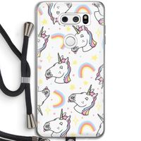 Rainbow Unicorn: LG V30 Transparant Hoesje met koord