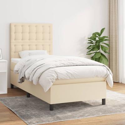 Boxspring met matras stof crèmekleurig 80x200 cm