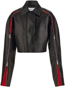 Ferragamo veste crop en cuir à zips - Noir