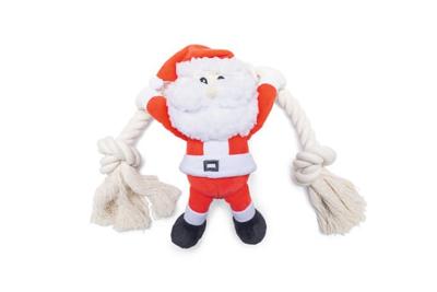Beeztees Beeztees Knuffel Kerstman met Touw Pluche Rood/Wit