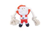 Beeztees Beeztees Knuffel Kerstman met Touw Pluche Rood/Wit