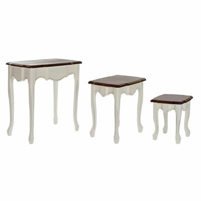 Set van 3 tafels DKD Home Decor Wit Bruin 60 x 40 x 66 cm