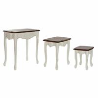 Set van 3 tafels DKD Home Decor Wit Bruin 60 x 40 x 66 cm