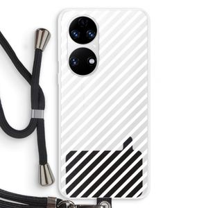 Strepen zwart-wit: Huawei P50 Transparant Hoesje met koord