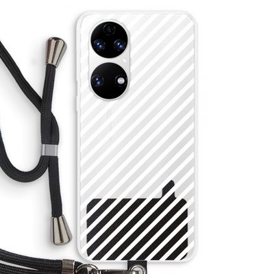 Strepen zwart-wit: Huawei P50 Transparant Hoesje met koord