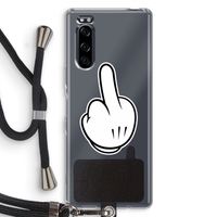 Middle finger white: Sony Xperia 5 Transparant Hoesje met koord