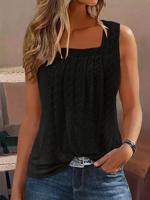 Plain Casual Square Neck Tank Top