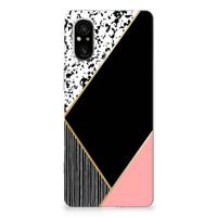 Sony Xperia 5 V | TPU Hoesje | Zwart Roze Vormen