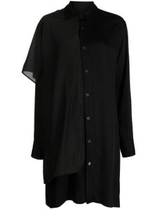 Yohji Yamamoto robe-chemise mi-longue en satin - Noir