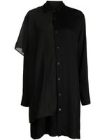 Yohji Yamamoto robe-chemise mi-longue en satin - Noir - thumbnail