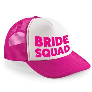 Bellatio Decorations snapback/cap voor dames - Bride Squad - roze/wit - vrijgezellenfeest petjes   -