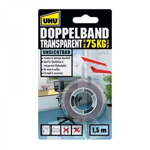 UHU 45375 45375 Dubbelzijdige tape UHU Transparant (l x b) 1.5 m x 19 mm 1 stuk(s)