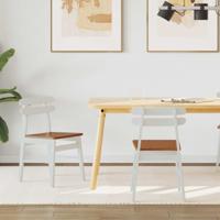 Eetkamerstoel 2 pcs Wit en Natuurlijk Massief Rubberhout