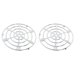 2x stuks metalen pannenonderzetters rond zilver met bestek patroon 20 cm