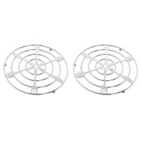 2x stuks metalen pannenonderzetters rond zilver met bestek patroon 20 cm