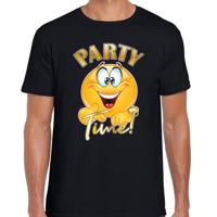 Verkleed T-shirt voor heren - party time emoji - zwart - themafeest