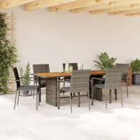 7-delige Tuinset met kussens poly rattan grijs