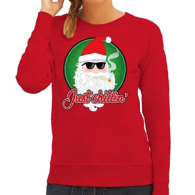 Foute Kersttrui just chillin rood voor dames Foute Kersttrui just chillin rood voor dames