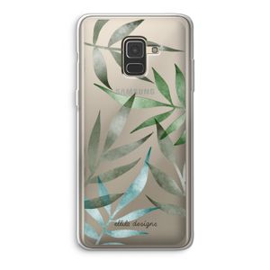 Tropical watercolor leaves: Samsung Galaxy A8 (2018) Transparant Hoesje