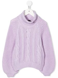 Emporio Armani Kids pull en maille torsadée à col roulé - Violet