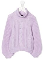 Emporio Armani Kids pull en maille torsadée à col roulé - Violet - thumbnail