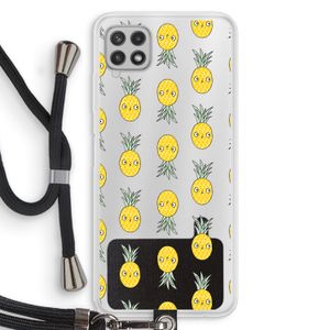 Ananas: Samsung Galaxy A22 4G Transparant Hoesje met koord